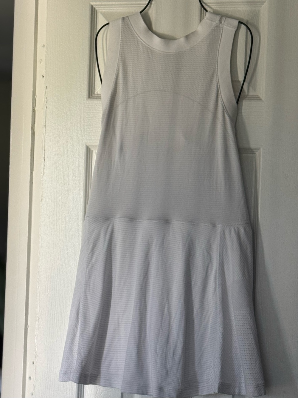 Sleeveless White Drop-Waist Knit Dress